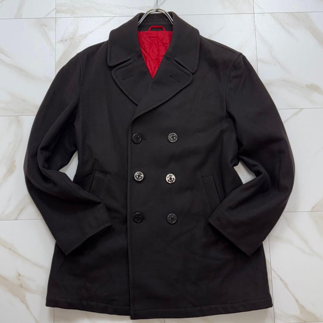 希少 カシミヤ混！ジェイプレス ダブル Pコート イタリア製生地 ネイビー XL