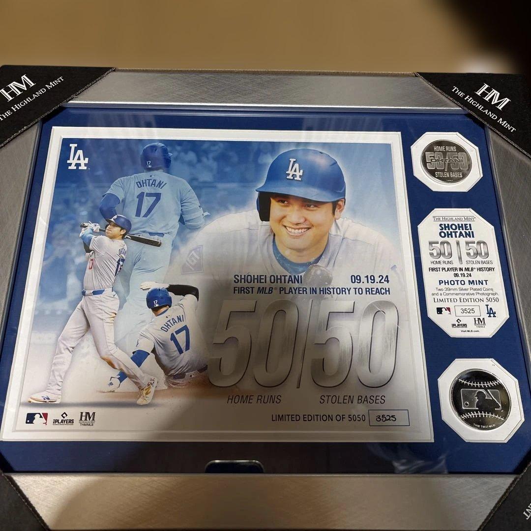 大谷翔平50-50達成記念ダブルフォトミントシリアル番号付き新品