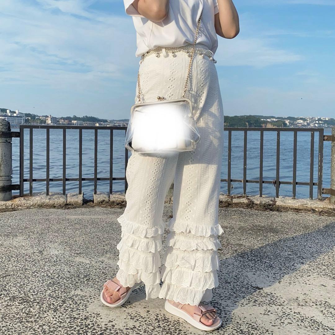 bibiy レースコットンフリルパンツ