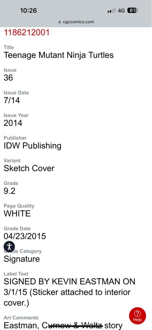 Kevin EastmanJr氏 直筆サイン ミュータント・タートルズ