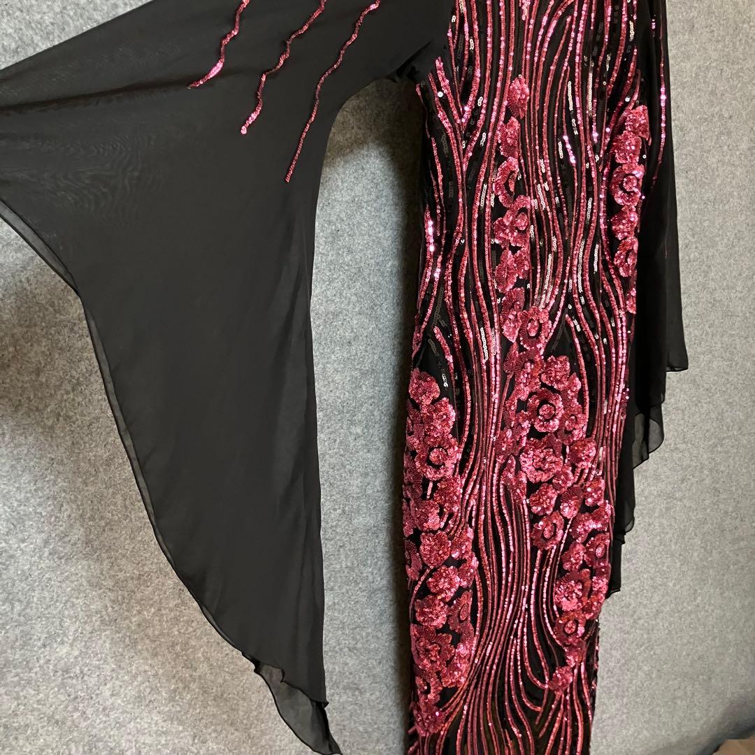 Avivare 社交ダンス用ドレス 黒とピンク スパンコール