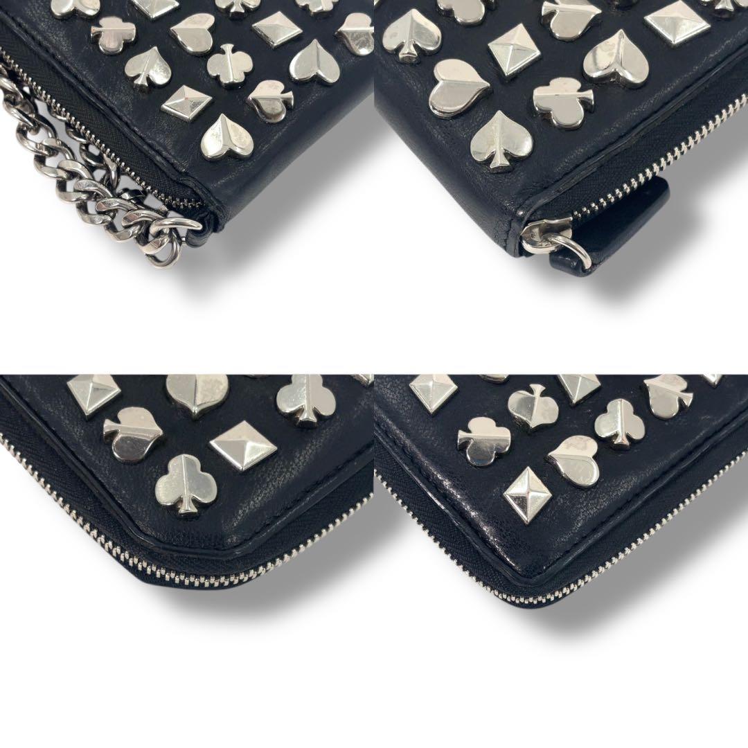 【美品】ジミーチュウ 二つ折り財布 チェーンウォレット トランプ　金具　黒