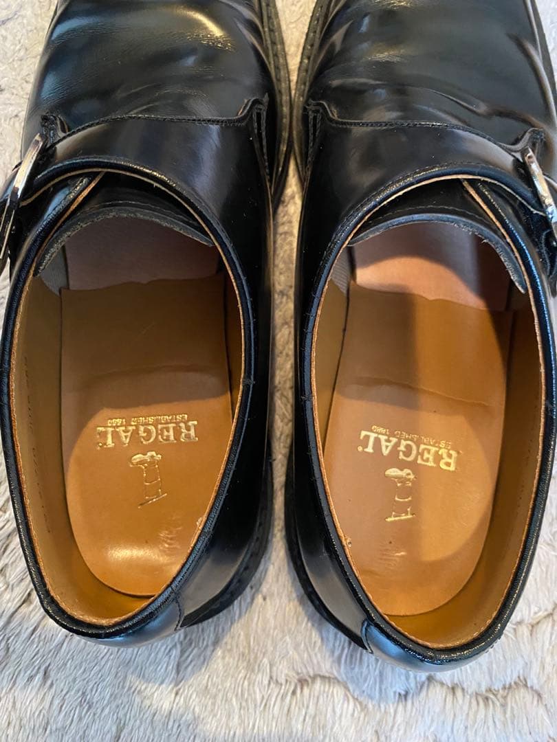 【美品】REGALリーガル JU16 モンクストラップ レザー ブラック