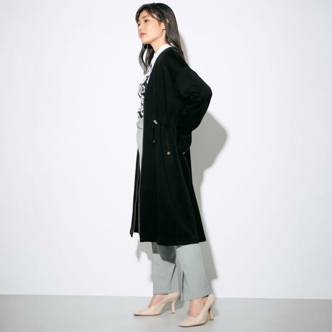 グレースコンチネンタル ポンチフレアコート ノーカラー ロングコート ブラック