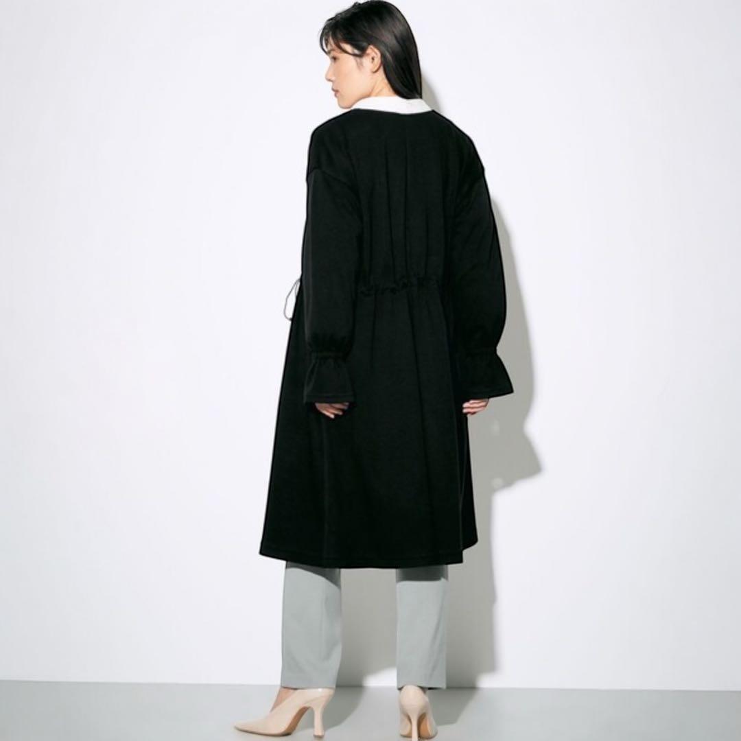 グレースコンチネンタル ポンチフレアコート ノーカラー ロングコート ブラック