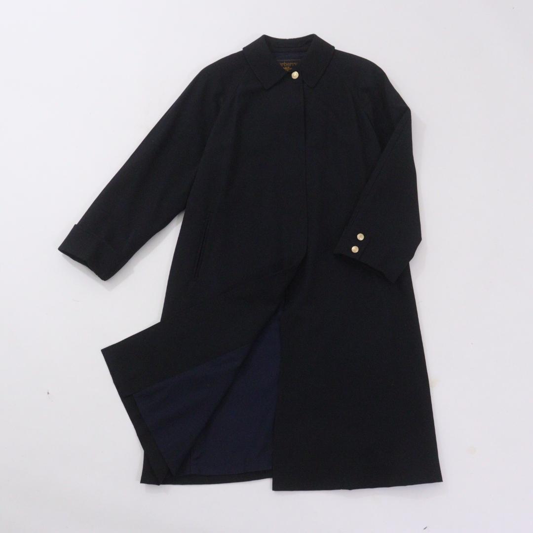 【美品/希少】Burberrys' バーバリー ロングコート 比翼 金ボタン 黒