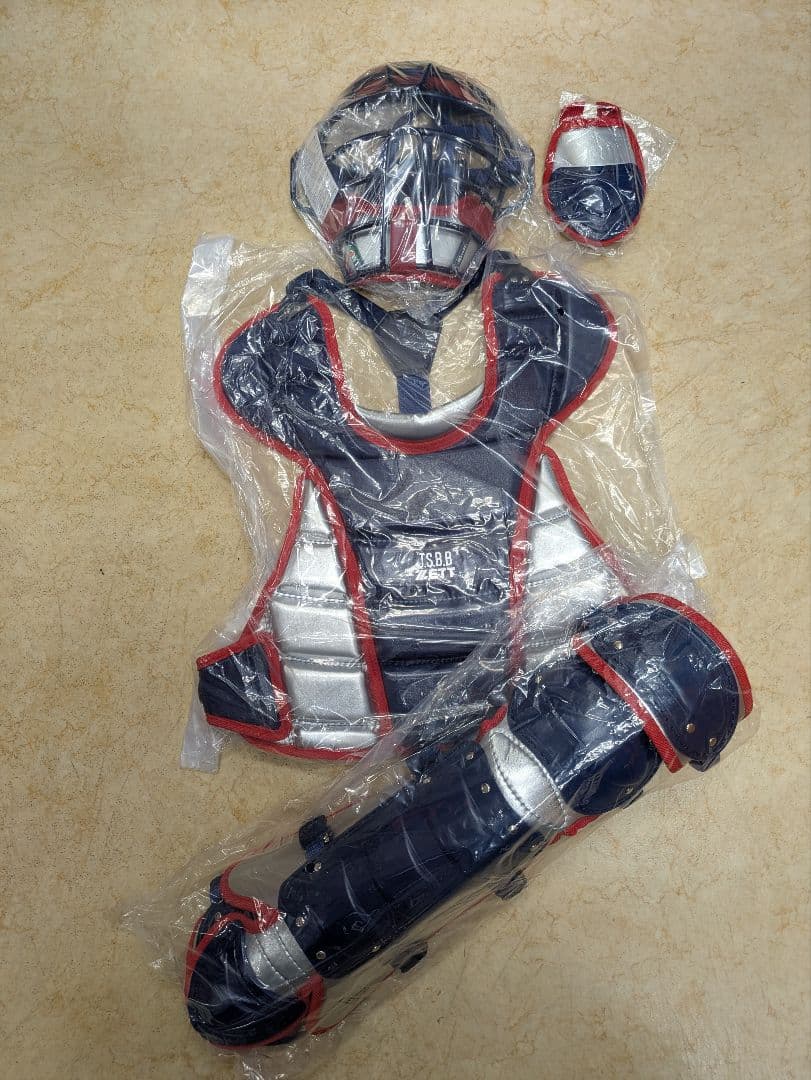 ZETT 　少年軟式野球キャッチャー防具セット　ネイビー×シルバーグレー