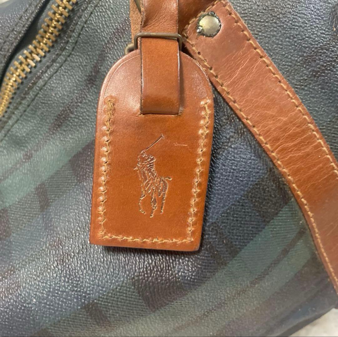 ラルフローレン　ボストンバッグ　ブラックウォッチ　2way レザーチャーム　金具