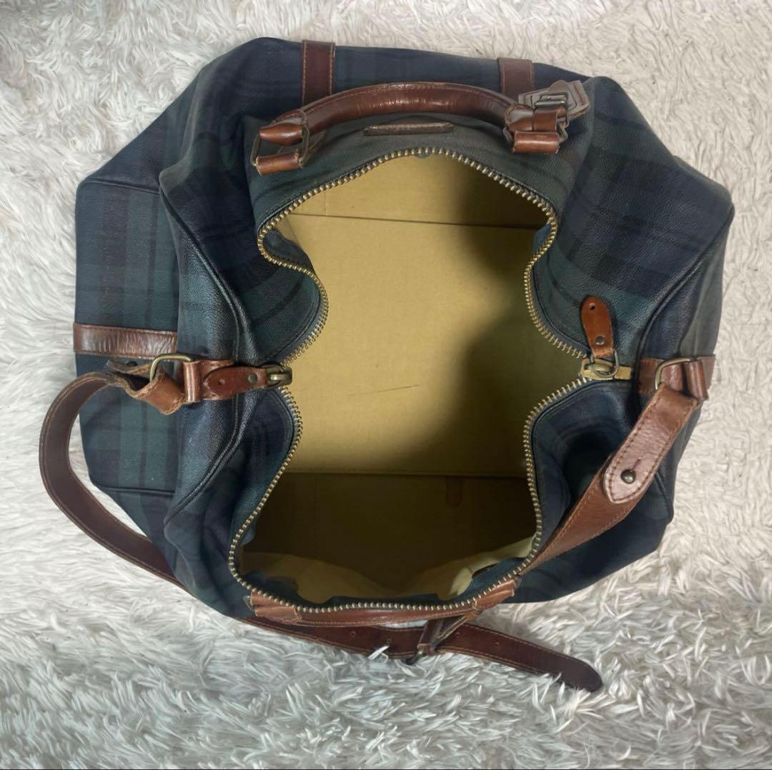 ラルフローレン　ボストンバッグ　ブラックウォッチ　2way レザーチャーム　金具