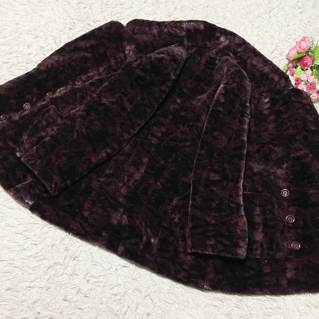 EMBA シェアードミンク 染め ダブル テーラードジャケット ワインレッド