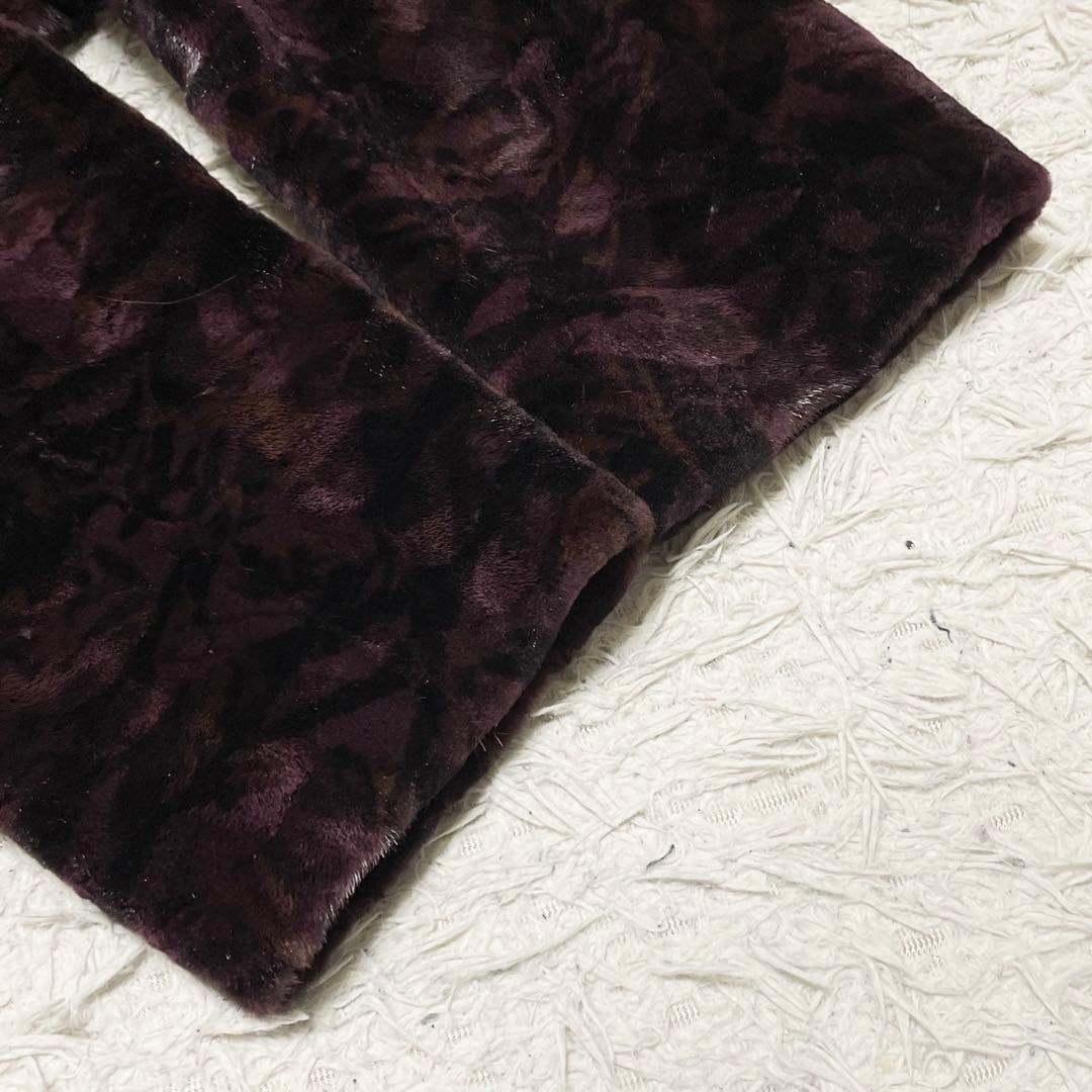 EMBA シェアードミンク 染め ダブル テーラードジャケット ワインレッド