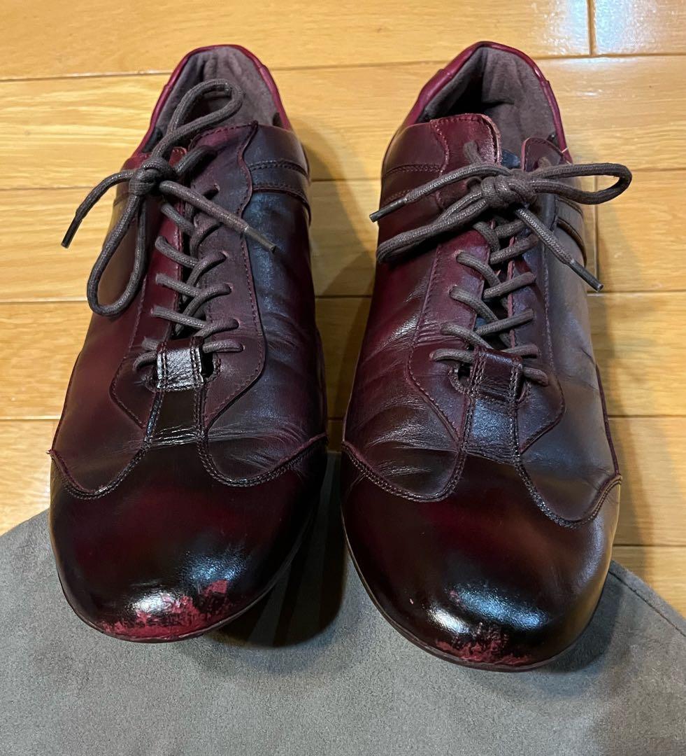 バーガンディ レザースニーカー