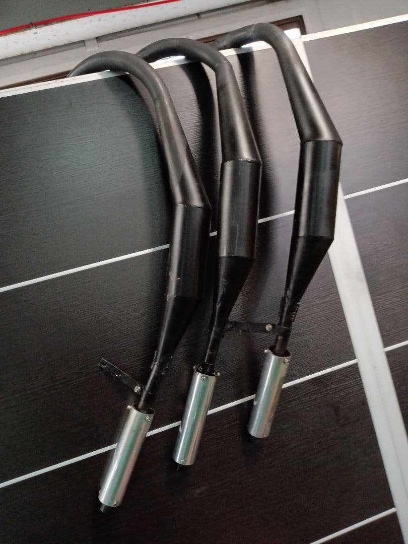 KH400　マッハ400SS 　フレンズ３本爆竹チャンバー（バラチャン）良品