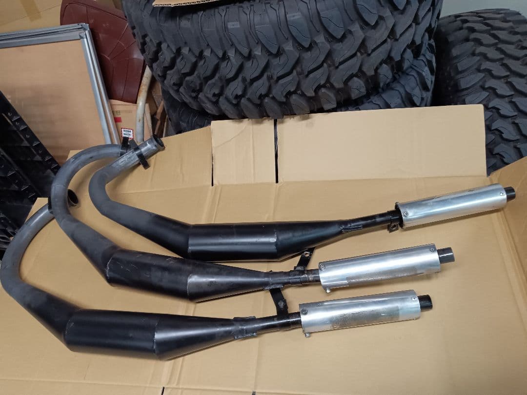 KH400　マッハ400SS 　フレンズ３本爆竹チャンバー（バラチャン）良品