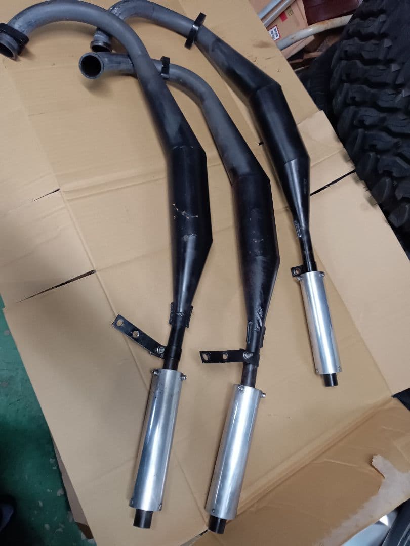 KH400　マッハ400SS 　フレンズ３本爆竹チャンバー（バラチャン）良品