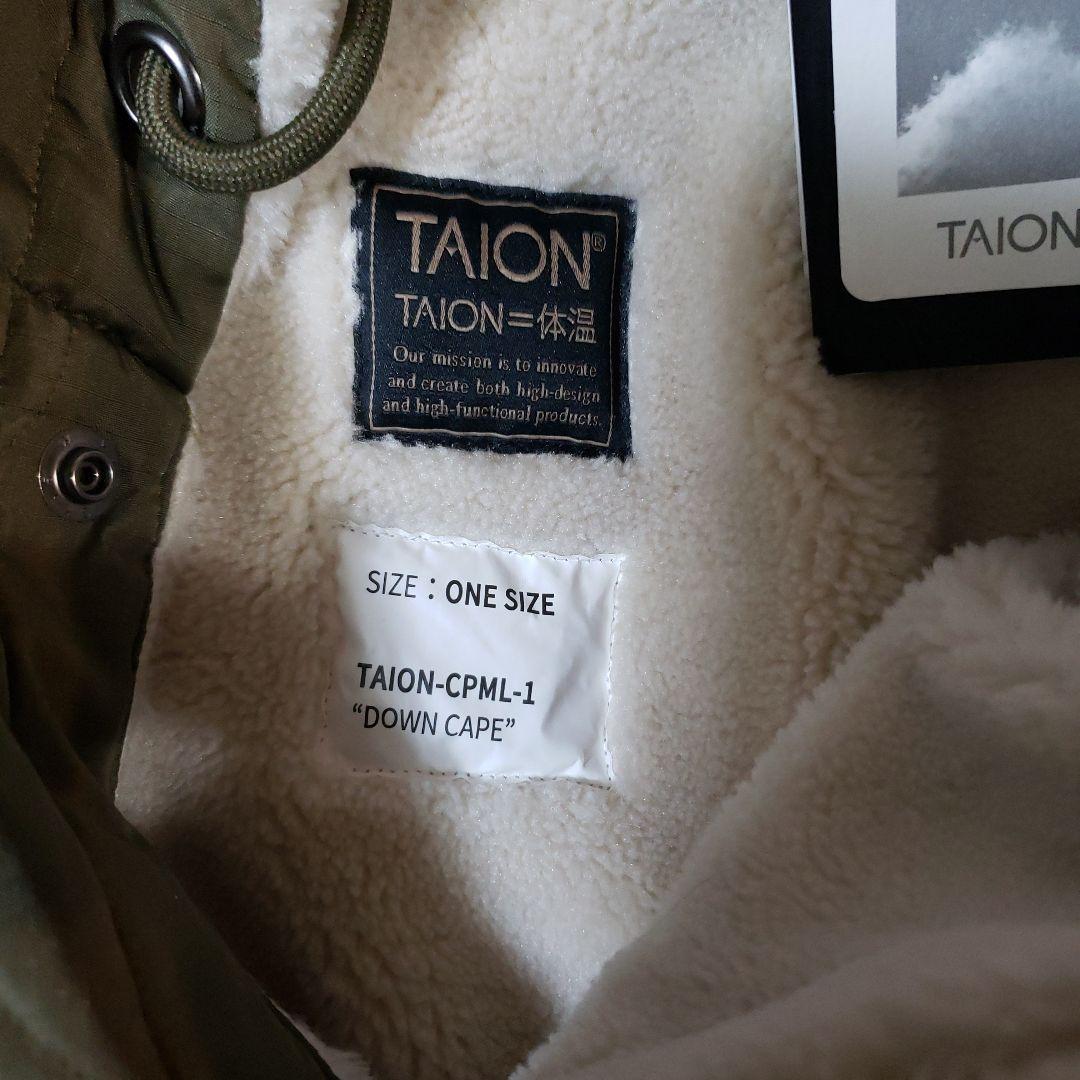 TAION ポンチョ・ケープコート D.オリーブ×クリーム