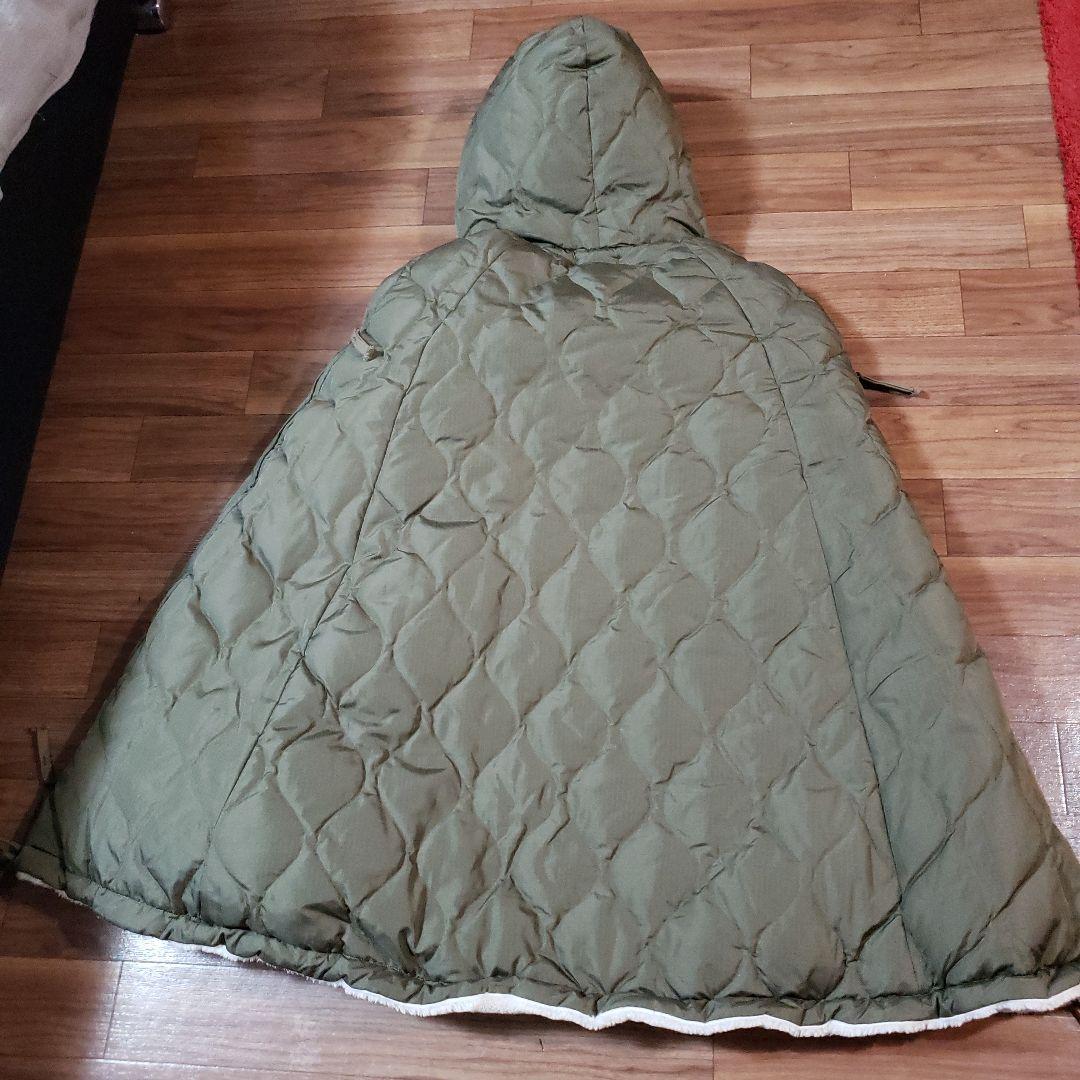 TAION ポンチョ・ケープコート D.オリーブ×クリーム