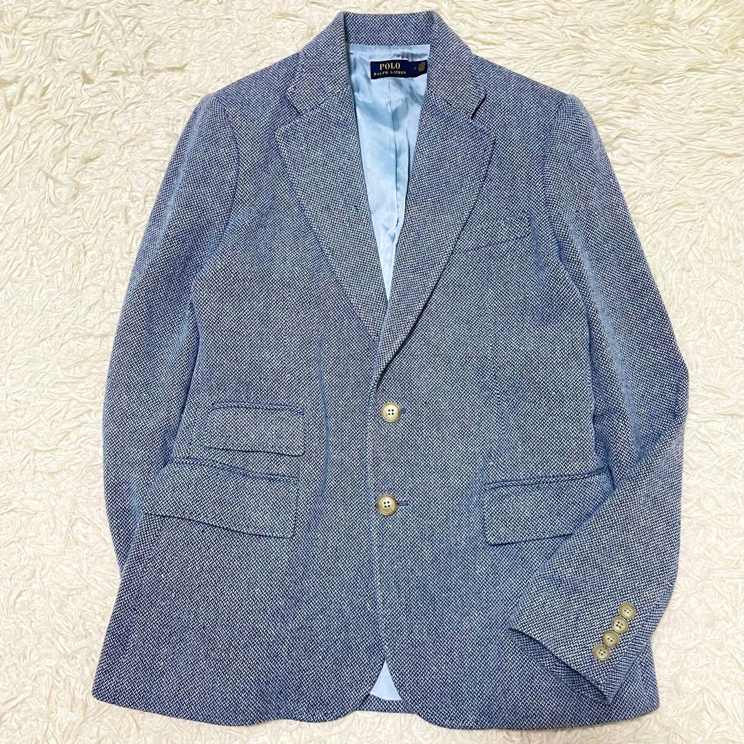 極美品 ラルフローレン ツイードジャケット ブルーツイード ブレザー 近年モデル