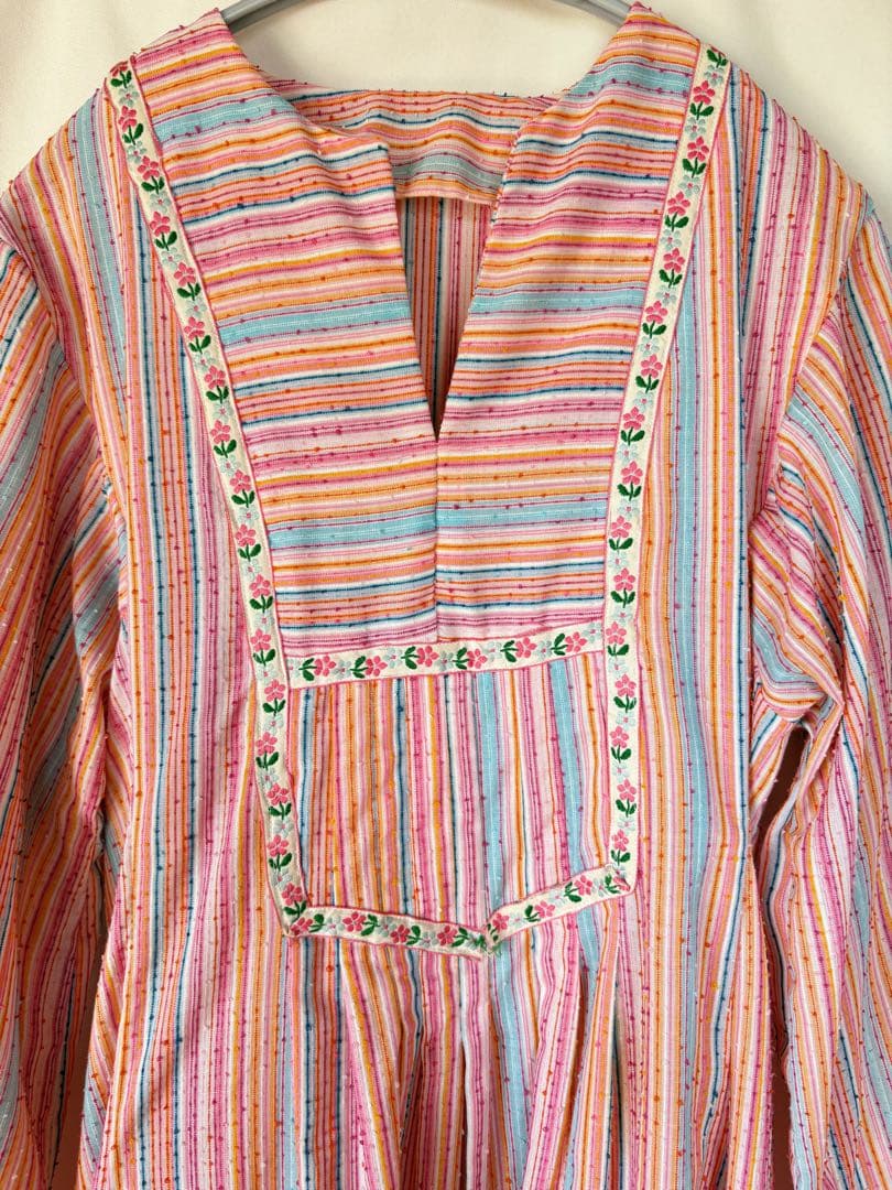 70s vintage ストライプ ワンピース