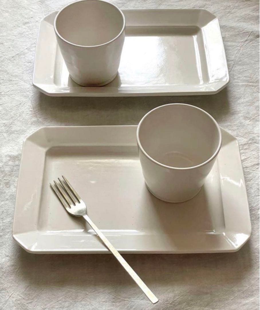 岡田直人 さん スクエア 隅切り 長角皿 未使用【1枚】