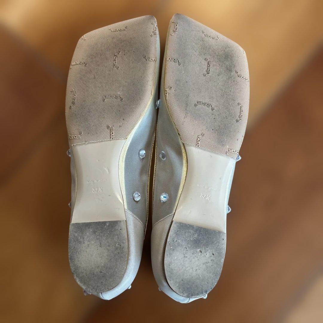 PIPPI CHIC ビジュー　スクエア　フラットシューズ 37.5