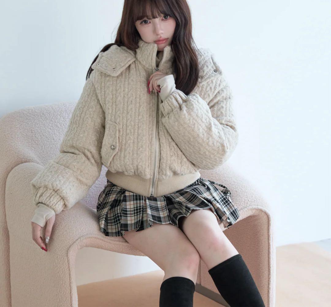 む*む様 Bunnylis ケーブルニットキルティングジャケット