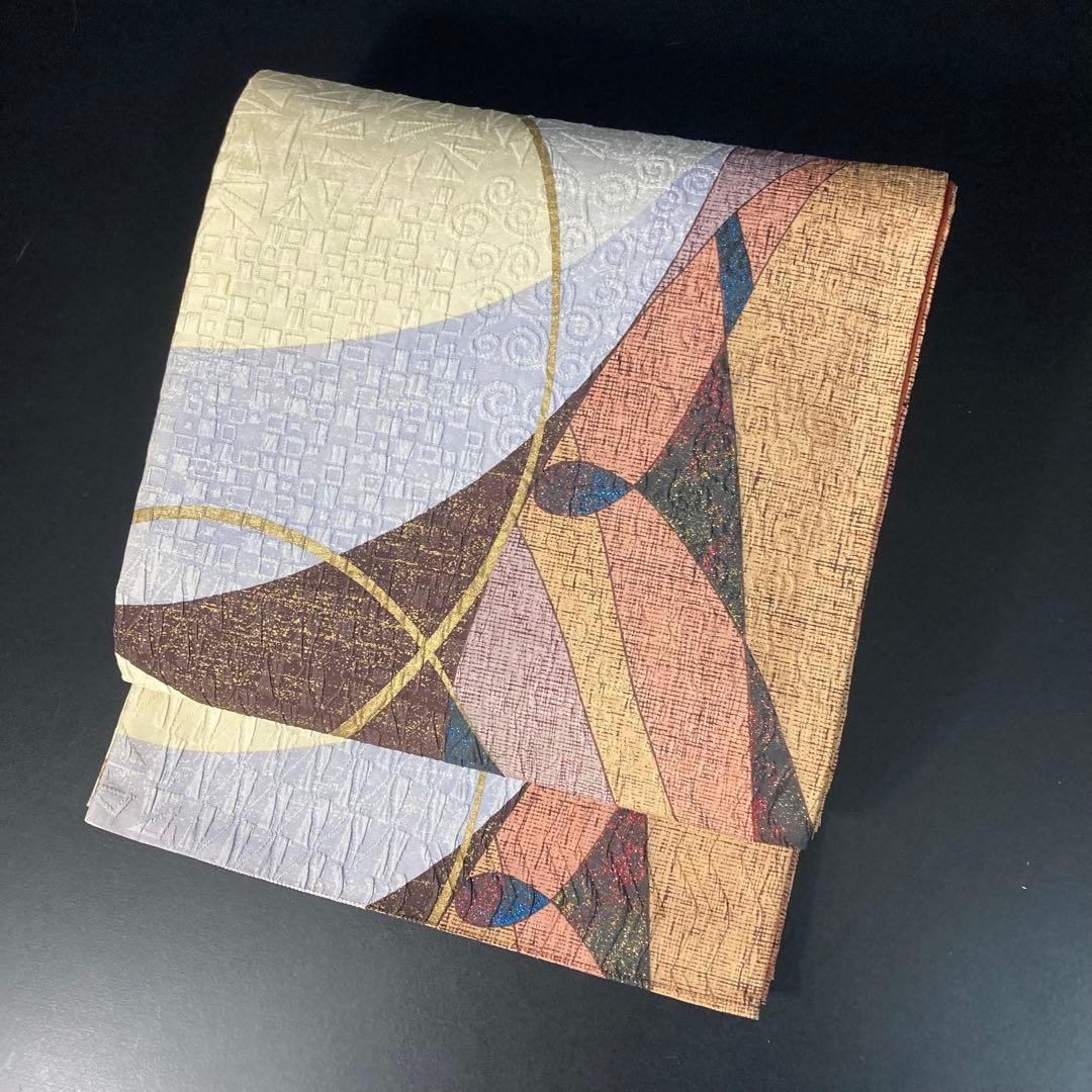 FF-212 袋帯 全通 洒落袋帯 モダン 膨れ織 正絹 芯なし 柔らか 正絹