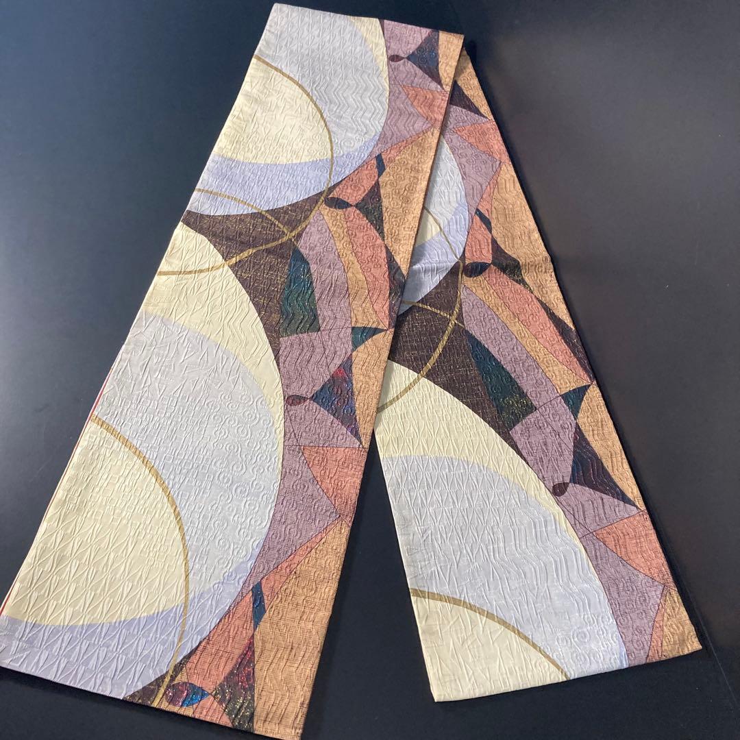 FF-212 袋帯 全通 洒落袋帯 モダン 膨れ織 正絹 芯なし 柔らか 正絹