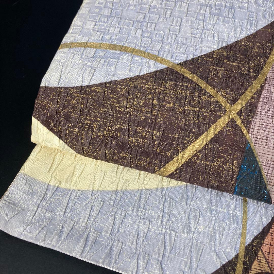 FF-212 袋帯 全通 洒落袋帯 モダン 膨れ織 正絹 芯なし 柔らか 正絹