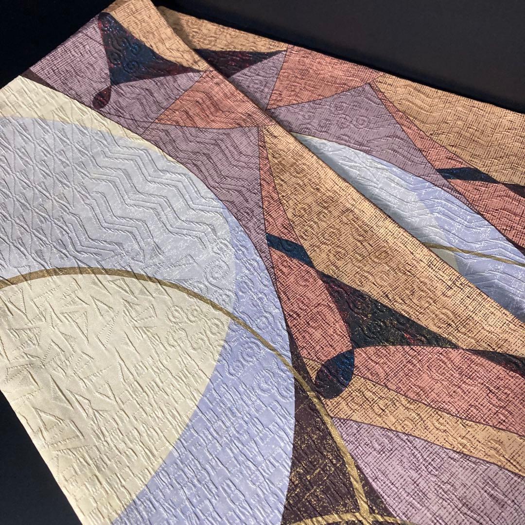 FF-212 袋帯 全通 洒落袋帯 モダン 膨れ織 正絹 芯なし 柔らか 正絹