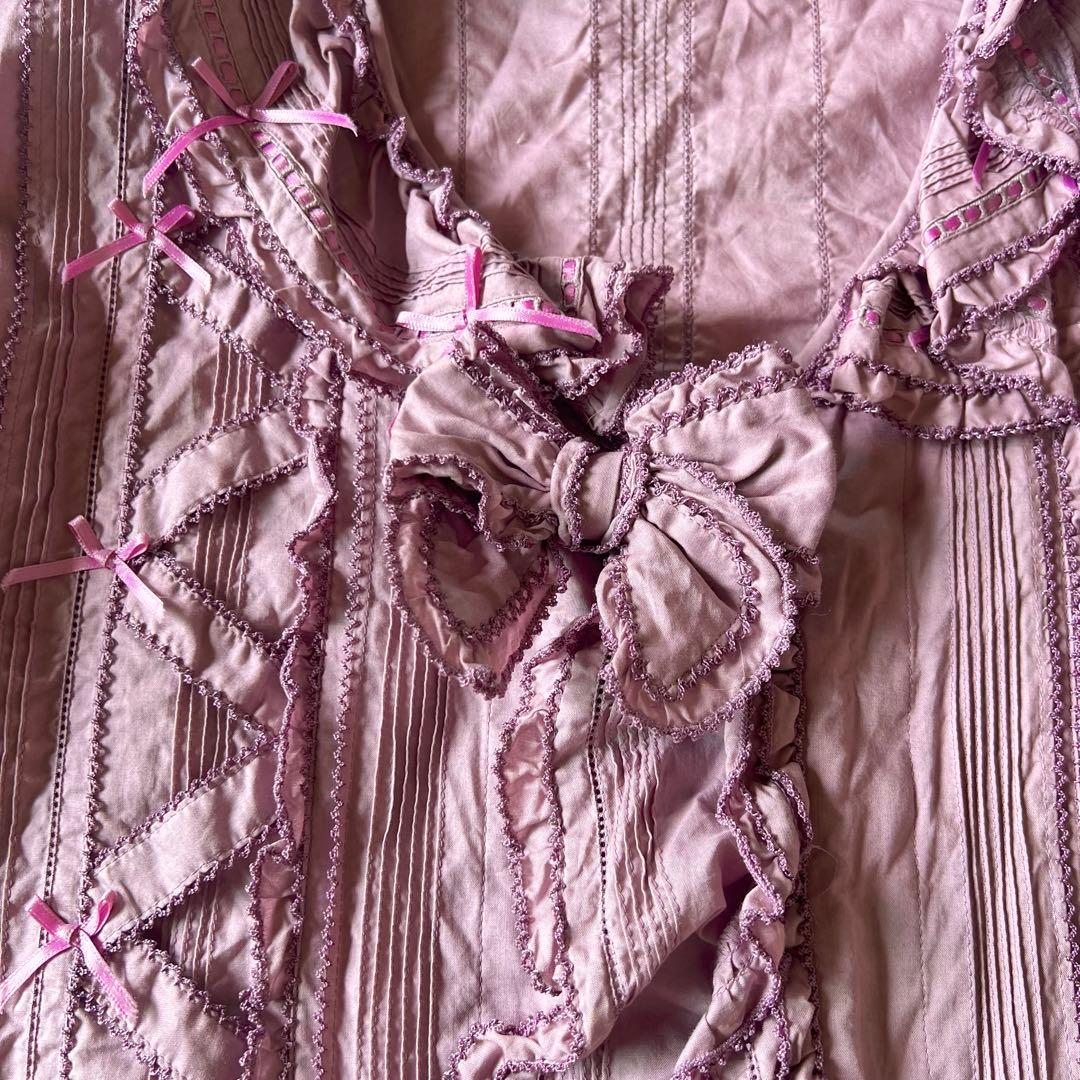 【高級】PINK HOUSE ピンクハウス カットソー 半袖 フリル パープル