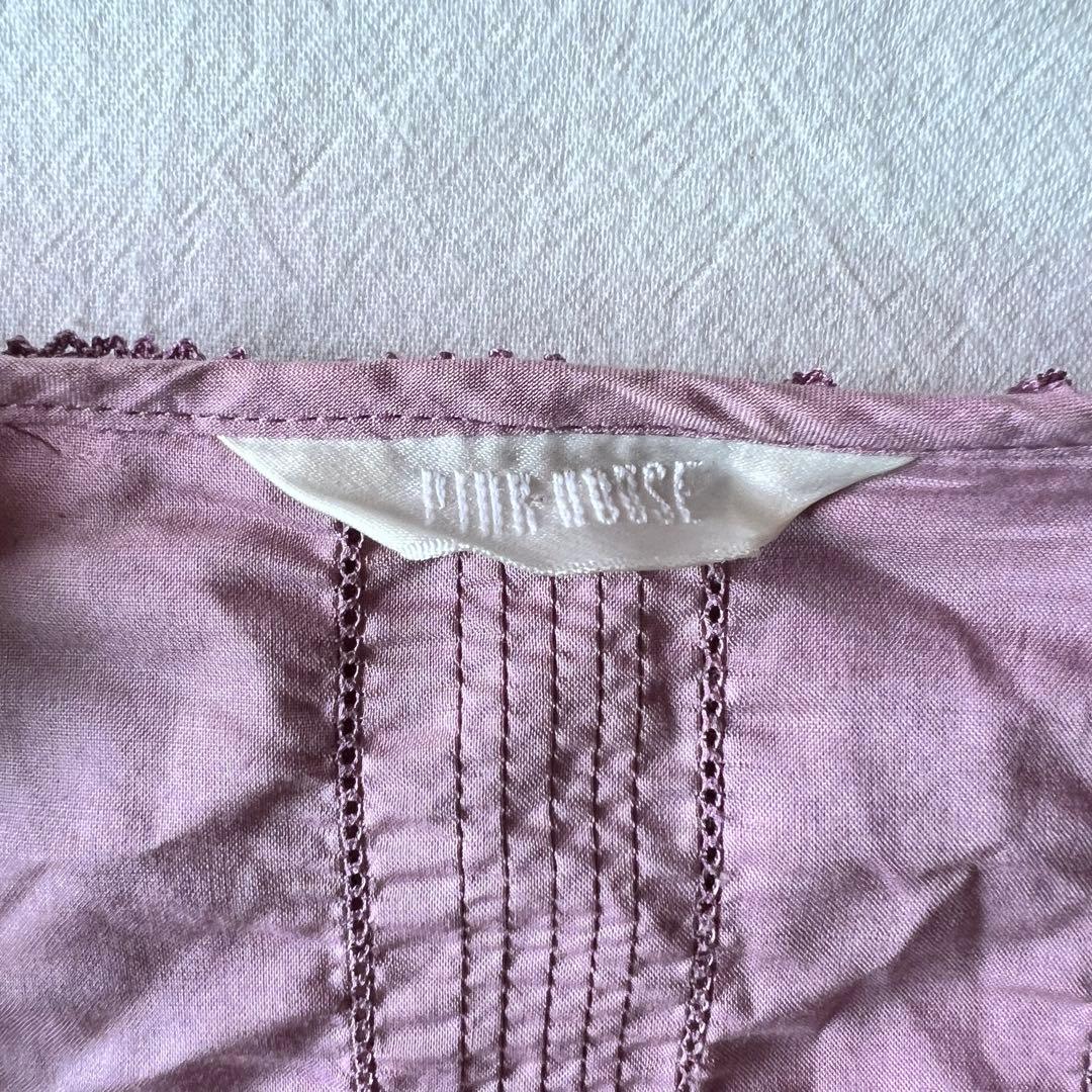 【高級】PINK HOUSE ピンクハウス カットソー 半袖 フリル パープル