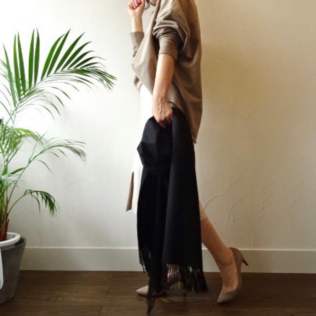 極上カシミヤ100%☆大判 ストール☆ ブラック×杢ブラウン