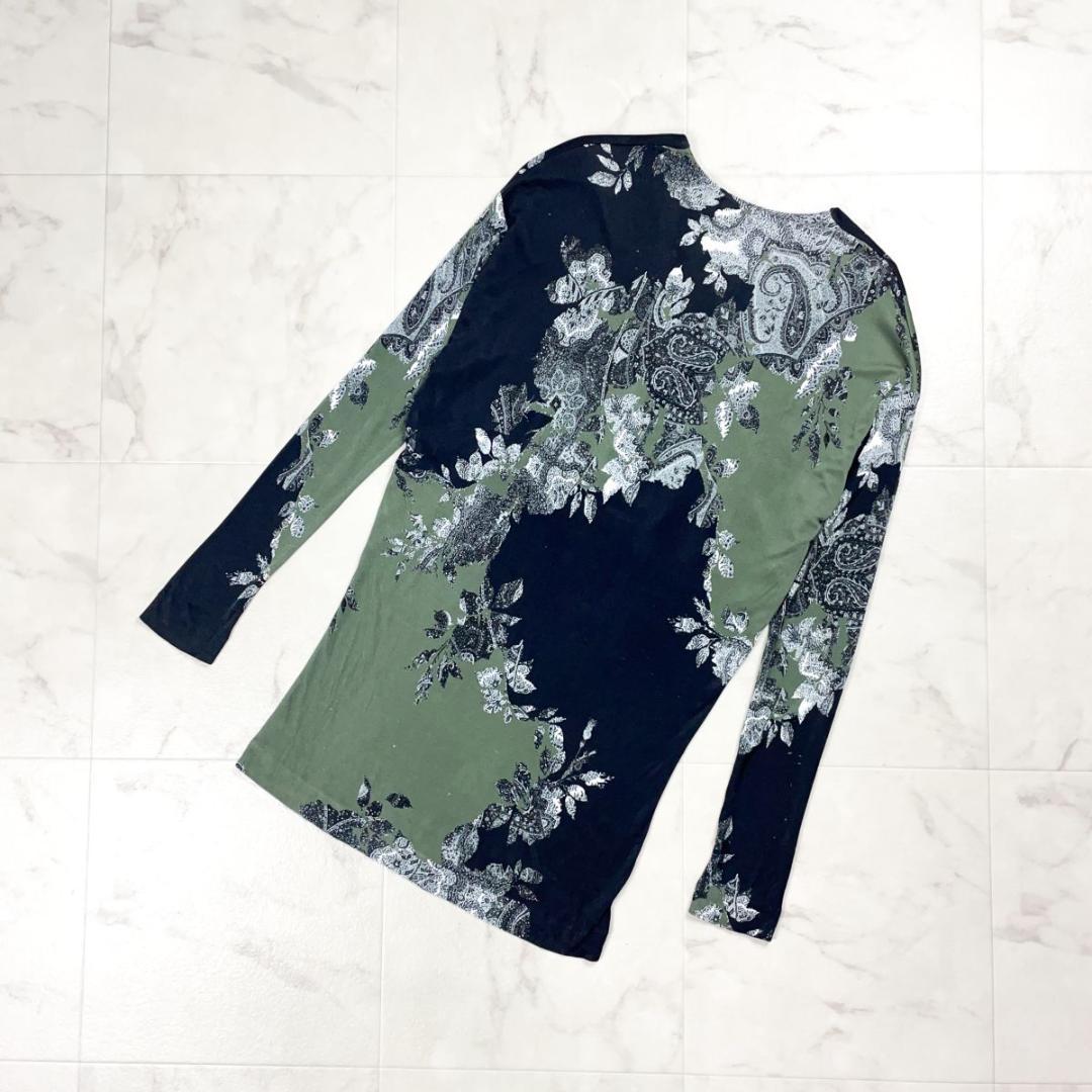 ETRO ペイズリー柄Vネックカットソー カーキ サイズ42*HD1281