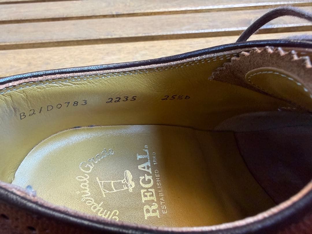 REGAL リーガル 2235フルブローグ 外羽根 ブラウン／25.5cm EE