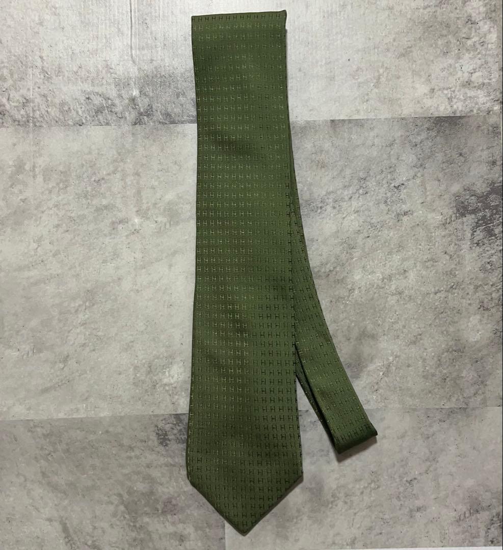 HERMES ネクタイ ハイブランド ファソネ カーキ
