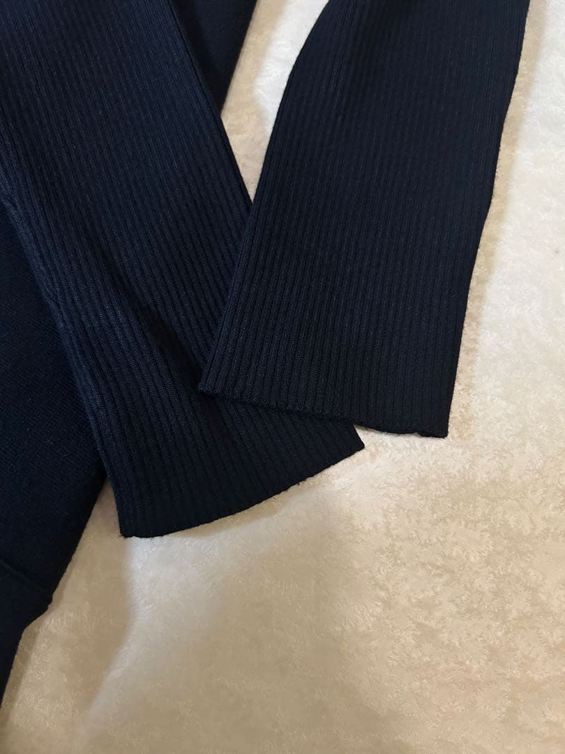 美品★ レイヤードミックスデザインニットワンピース