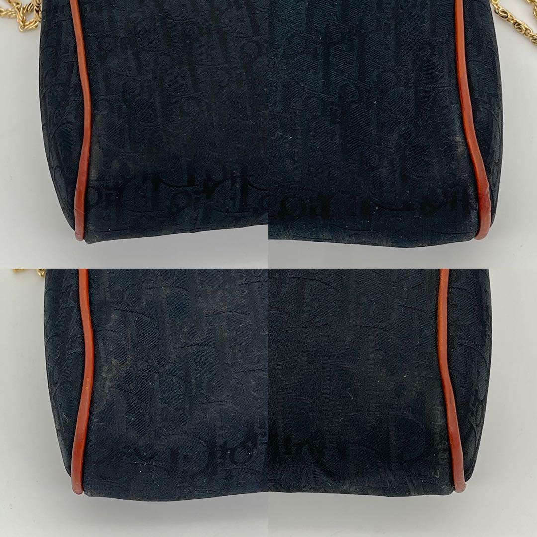 クリスチャンディオール ショルダーバッグ 肩掛け トロッター柄 ロゴ金具 黒