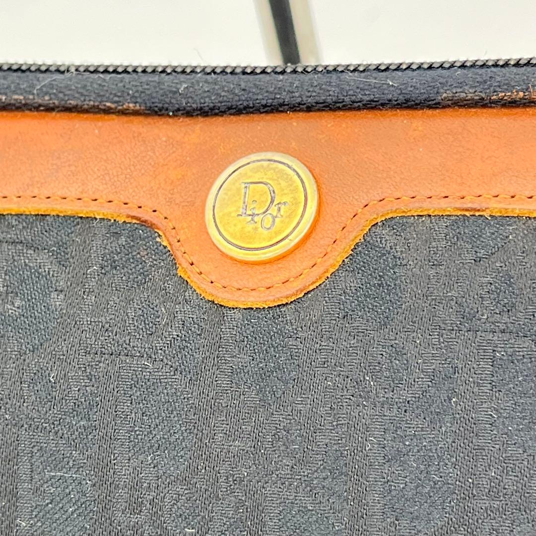 クリスチャンディオール ショルダーバッグ 肩掛け トロッター柄 ロゴ金具 黒