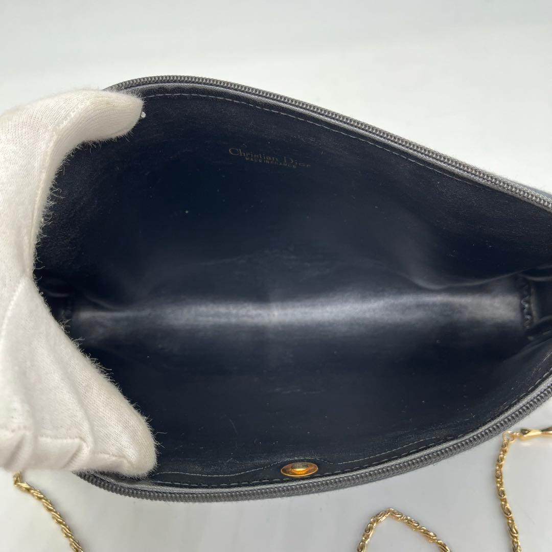 クリスチャンディオール ショルダーバッグ 肩掛け トロッター柄 ロゴ金具 黒