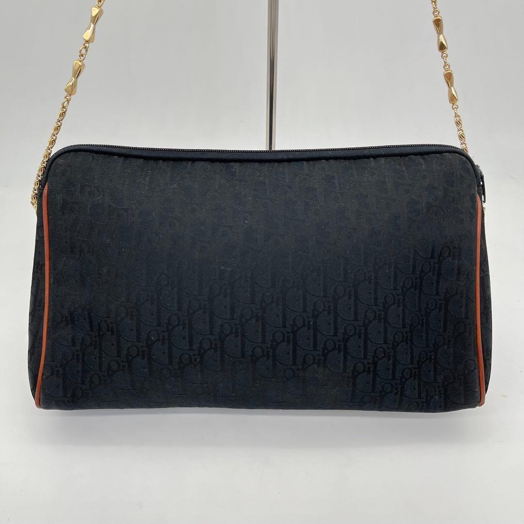 クリスチャンディオール ショルダーバッグ 肩掛け トロッター柄 ロゴ金具 黒