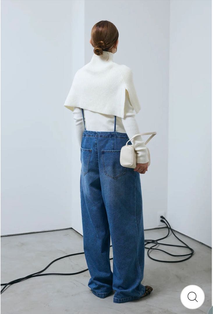 【IAM】新品未使用タグ付 フロントジップストラップデザインデニムサロペット