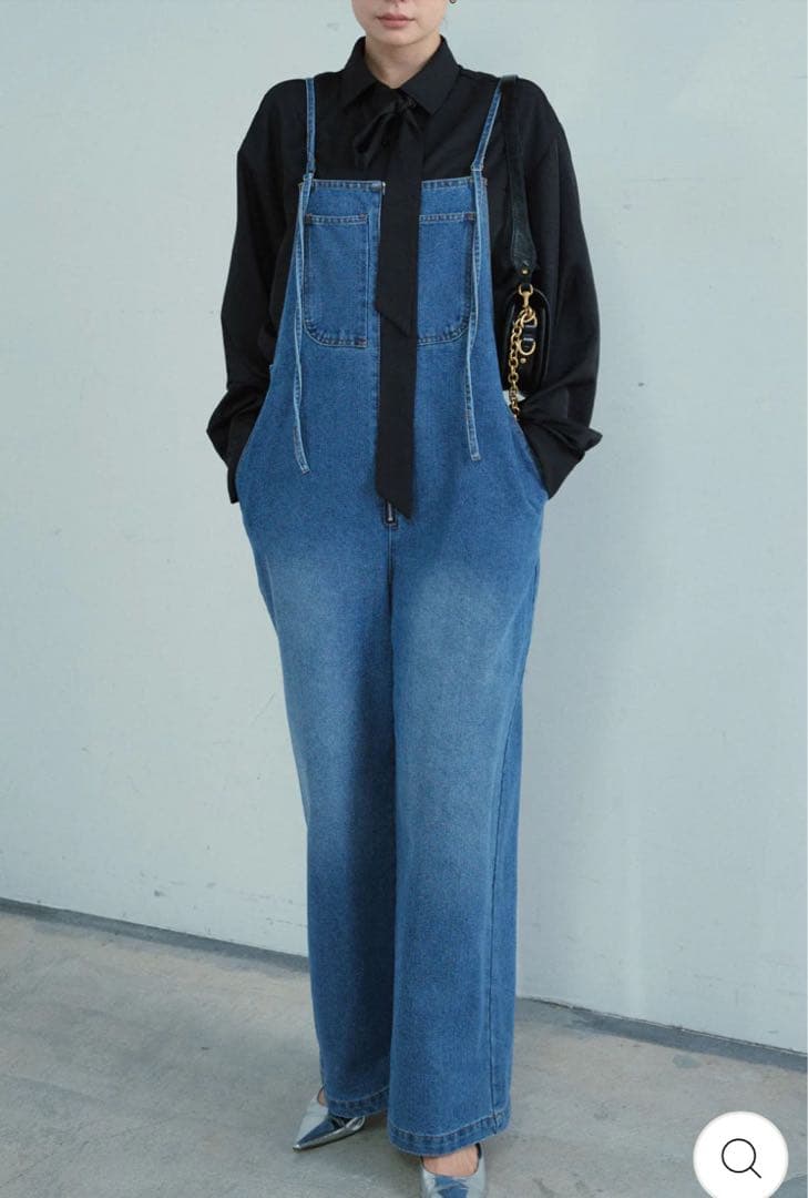 【IAM】新品未使用タグ付 フロントジップストラップデザインデニムサロペット