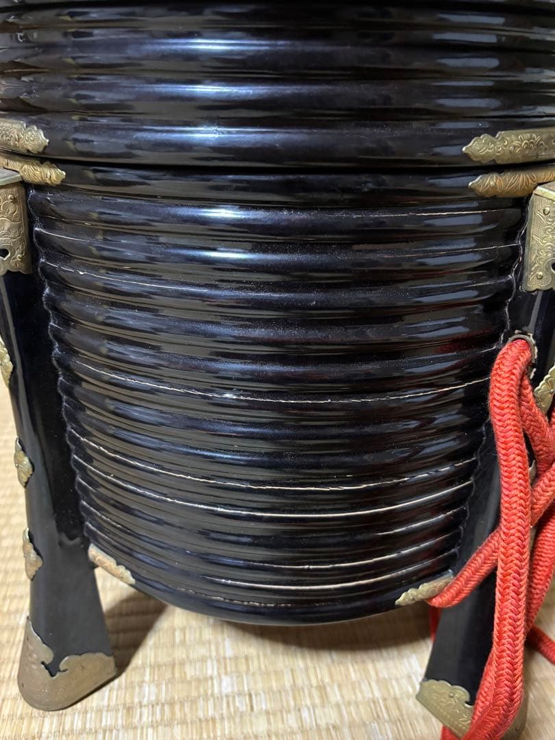 お値下 行器(ほかい) 江戸時代儀礼贈答に食物(饅頭餅菓子)容器 漆塗り 金具貼