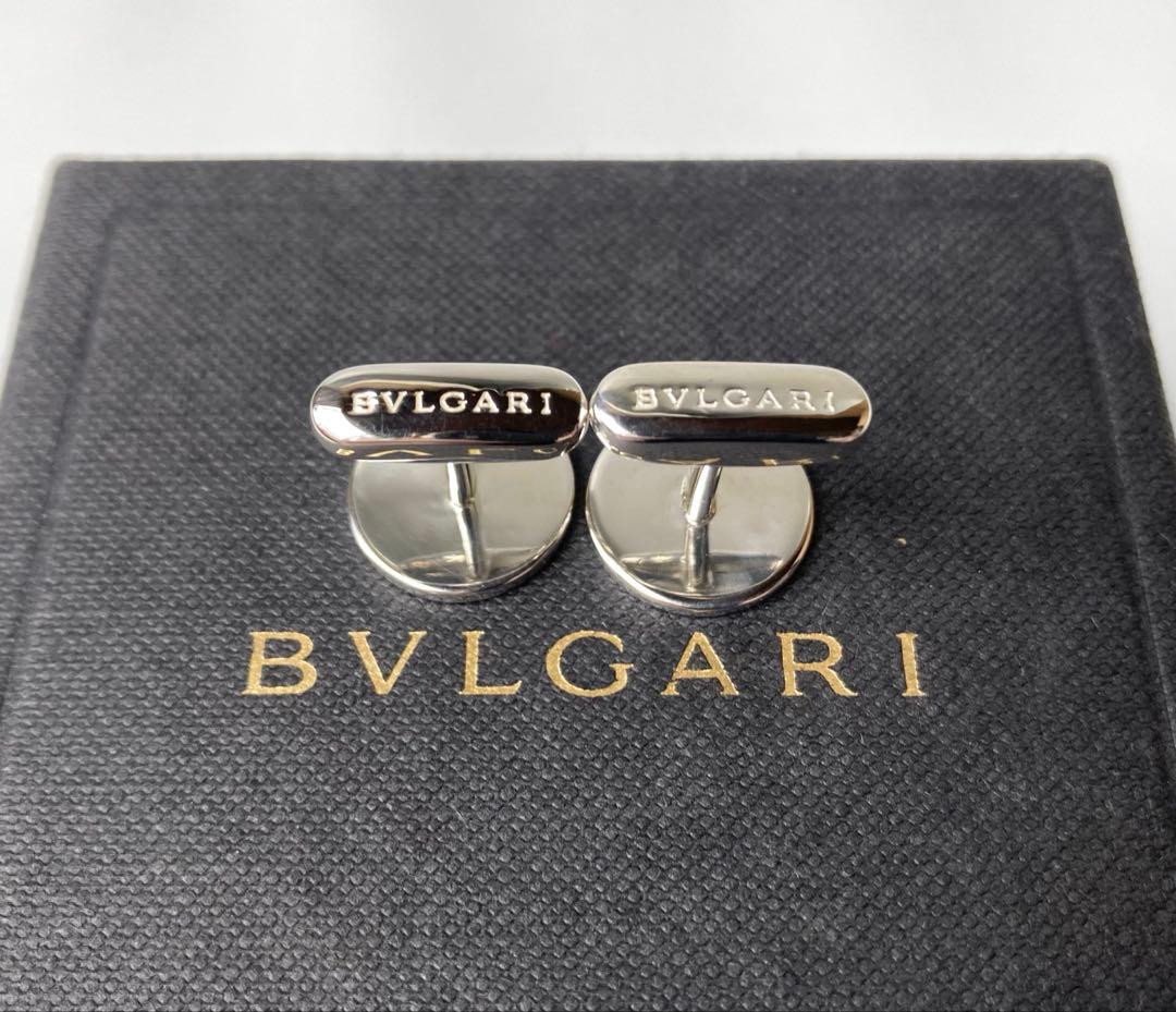 ブルガリ　ブラックオニキス　ラウンド　シルバー　カフス　カフリンクス　Ag925