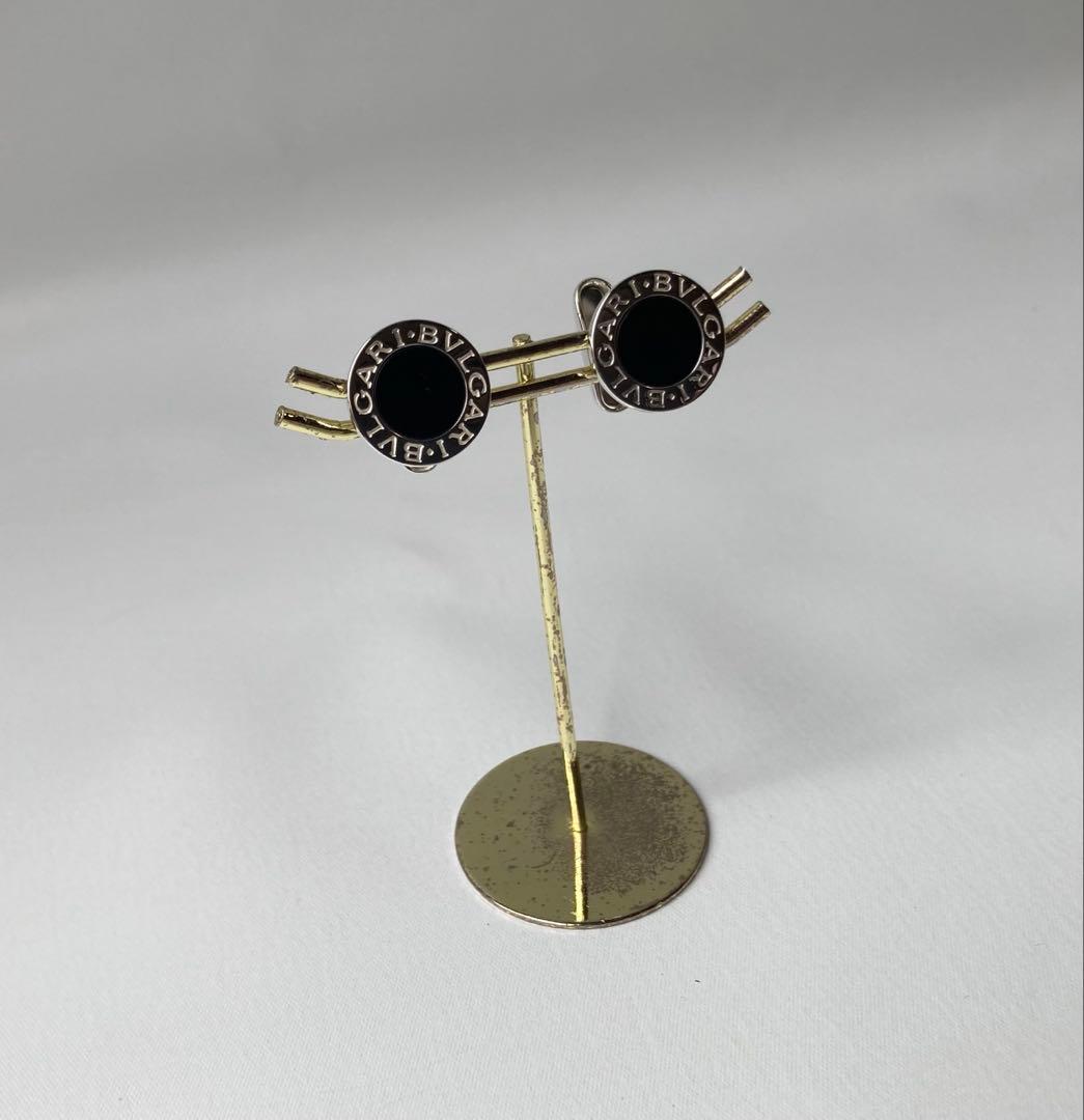 ブルガリ　ブラックオニキス　ラウンド　シルバー　カフス　カフリンクス　Ag925