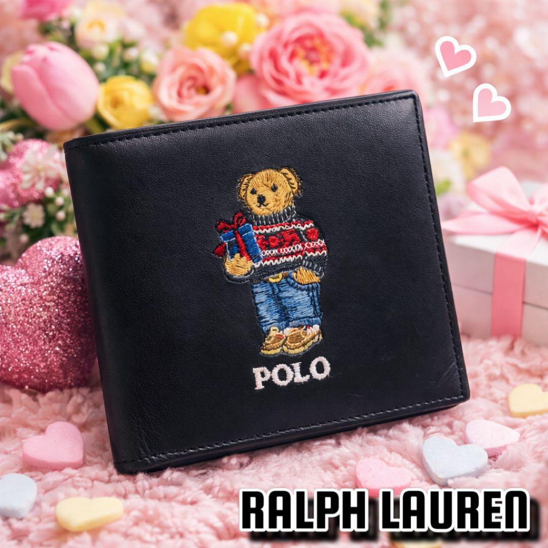 本革✨RALPH LAUREN✨ラルフローレン✨財布✨ポロベア✨レザー✨二つ折り