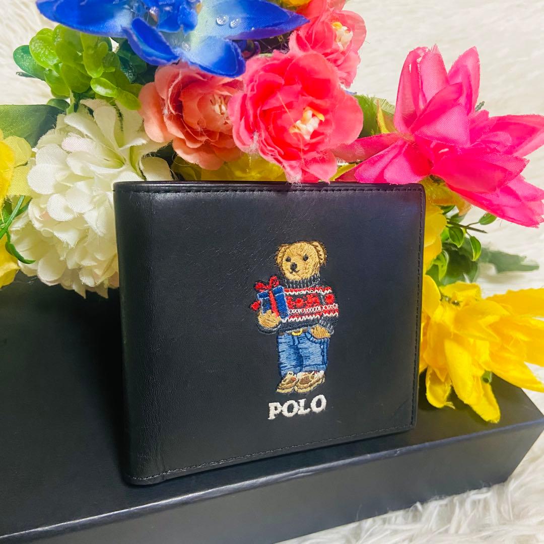 本革✨RALPH LAUREN✨ラルフローレン✨財布✨ポロベア✨レザー✨二つ折り