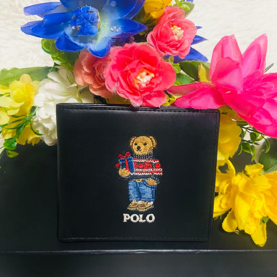 本革✨RALPH LAUREN✨ラルフローレン✨財布✨ポロベア✨レザー✨二つ折り
