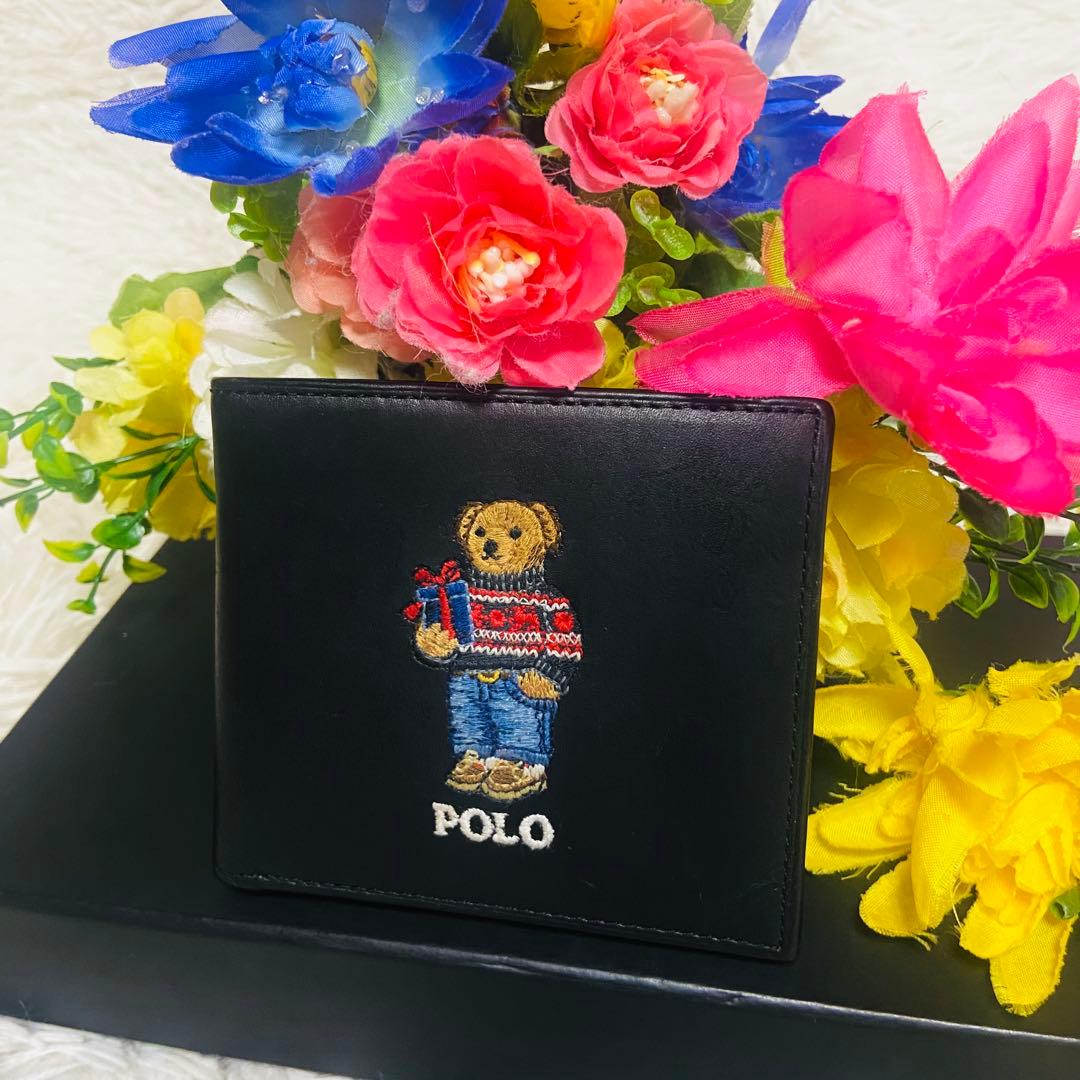 本革✨RALPH LAUREN✨ラルフローレン✨財布✨ポロベア✨レザー✨二つ折り